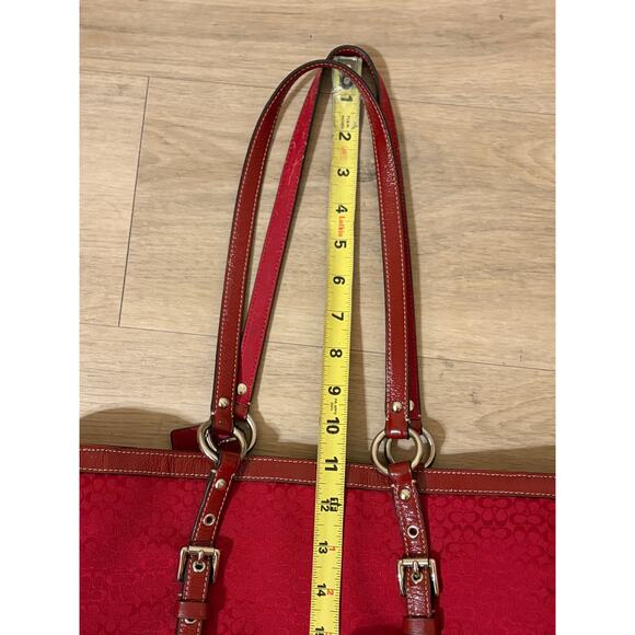 Coach Red Signature Gallery Tote Handbag Excellent Condition - Picture 11 of 13